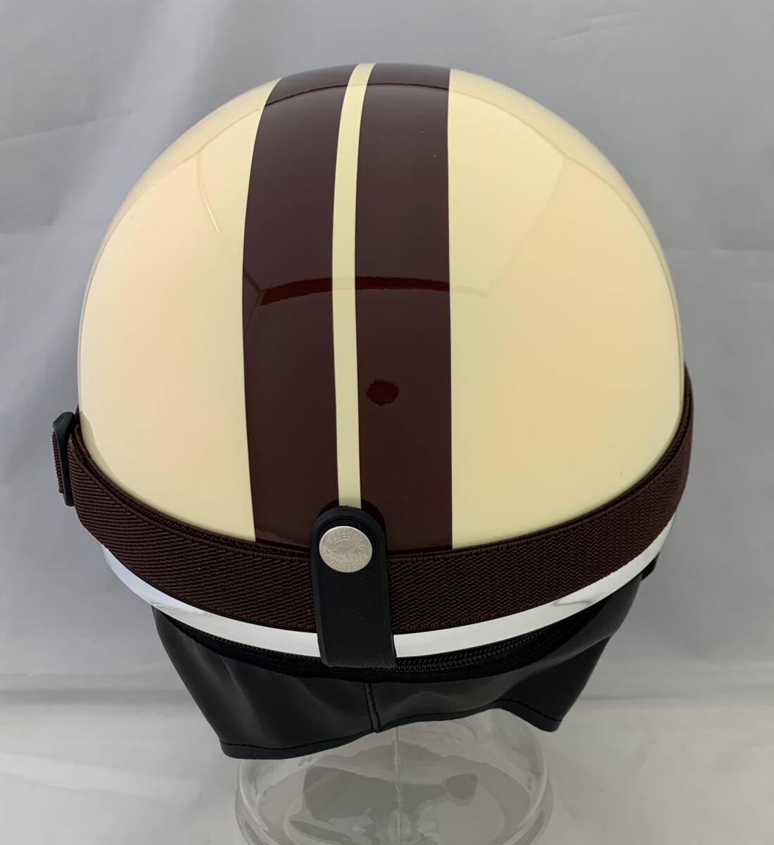 ゴーグル付き半キャップヘルメット ビンテージヘルメット ハーフキャップヘルメット アイボリーの画像3