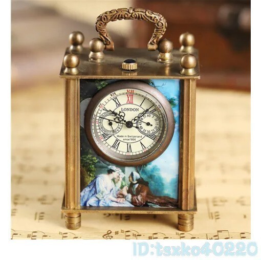 Aj2652: インテリア 置時計 機械式時計 ヴィンテージ アンティーク レトロ 装飾 時計 絵画 中世アート ヨーロピアン クロック 新品_画像８枚目：Bronze色系