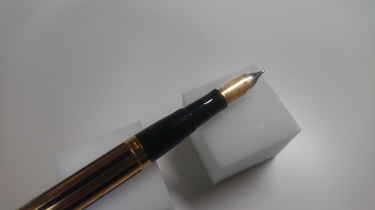 WATERMAN ウォーターマン PLAQUE OR G ペン先 18K 750 万年筆 ゴールド ブラック ストライプ 筆記用具 文房具_画像7