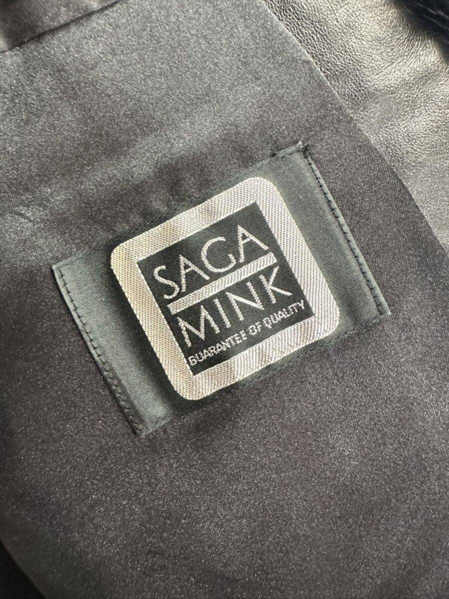 〇 SAGA MINK サガミンク ブラウン系 レディース 毛皮コート ミンク サイズ表記M レディース 一部レザー有り_画像7