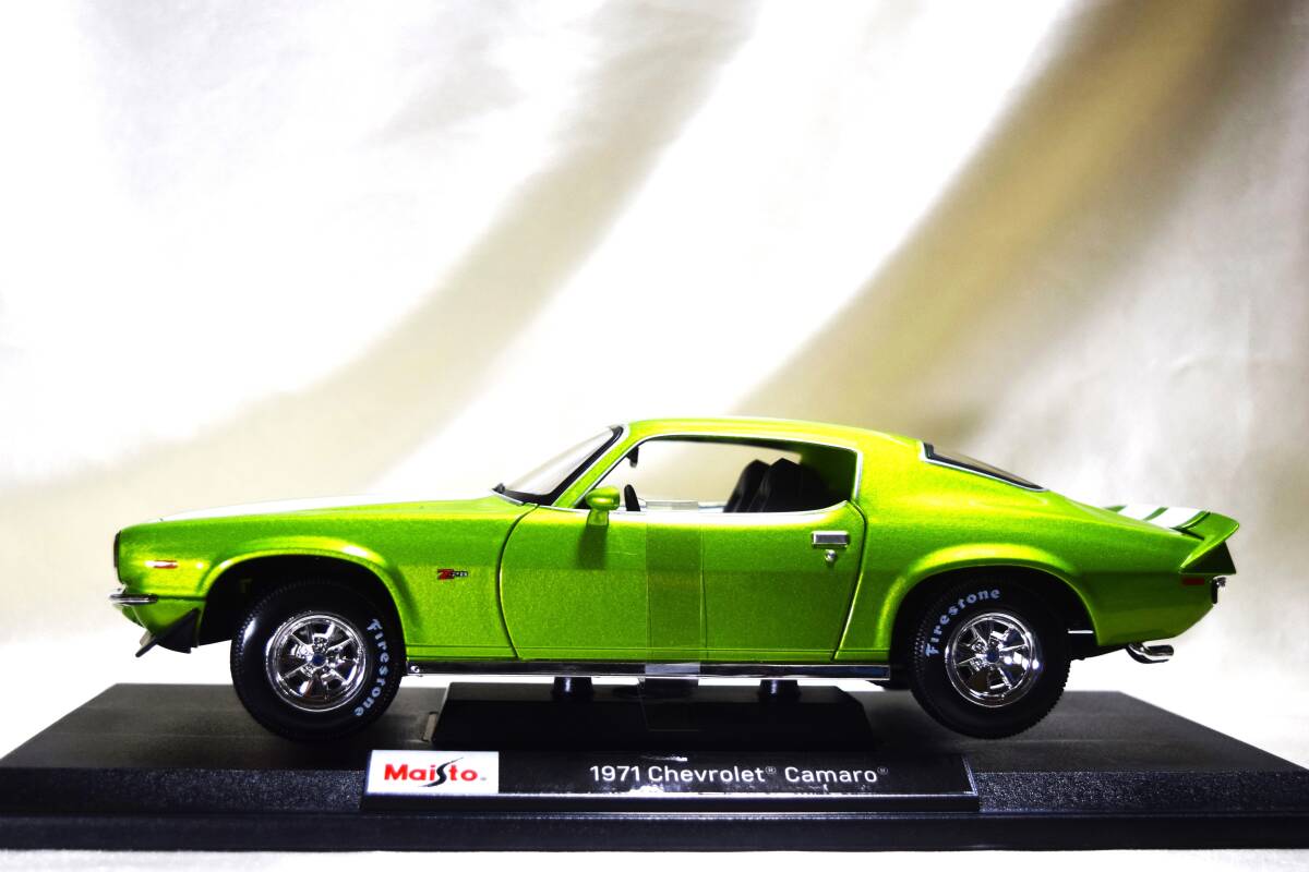 新品マイスト1/18【Maisto】■1971年式 Chevrolet Camaro/レア色■ミニカー/ポルシェ/BMW/アウディ/シボレー/ランボル/オートアート/京商_画像2