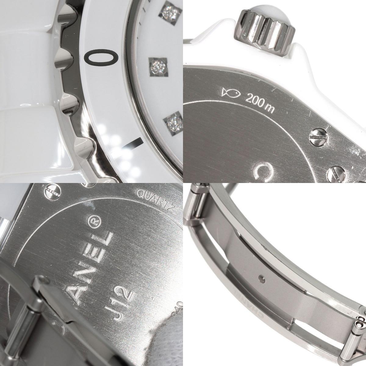CHANEL シャネル H1628 J12 33mm 12P ダイヤモンド 腕時計 セラミック セラミック レディース 中古_画像9