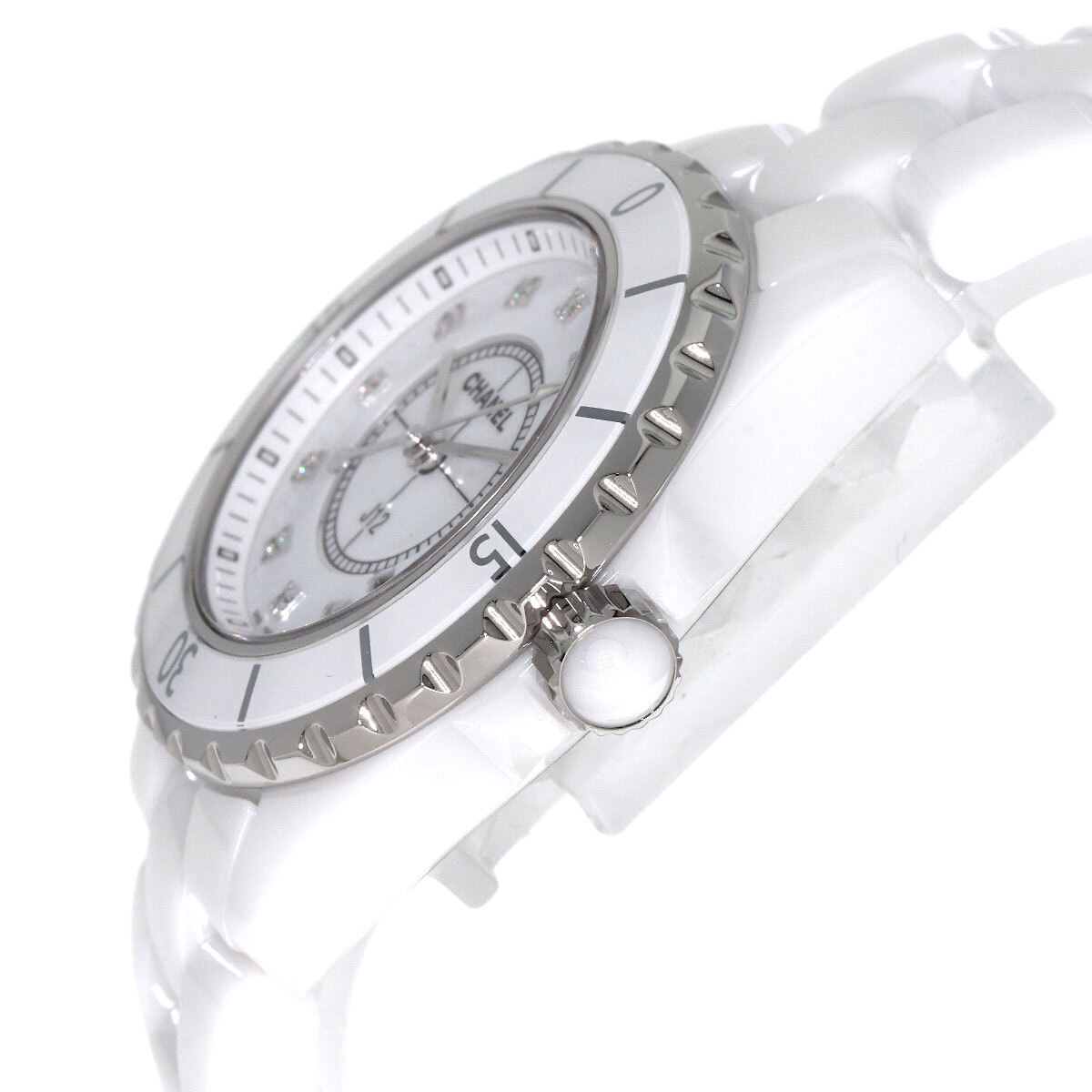 CHANEL シャネル H1628 J12 33mm 12P ダイヤモンド 腕時計 セラミック セラミック レディース 中古_画像5
