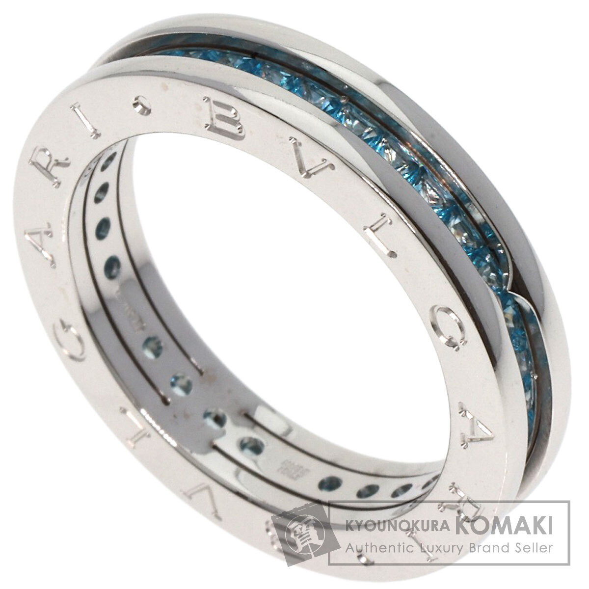 BVLGARI ブルガリ B-zero1 ビーゼロワン XS 1バンド #58 ブルートパーズ リング・指輪 K18ホワイトゴールド レディース 中古_画像1