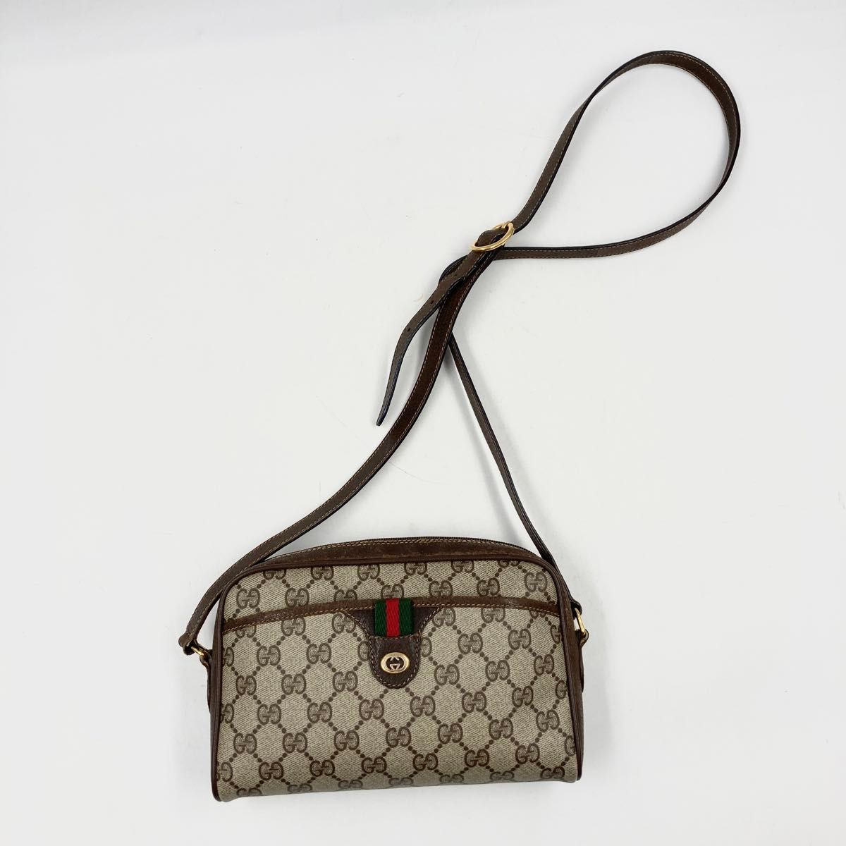 【極美品】 オールドグッチ GUCCI ショルダーバッグ 肩掛け 斜め掛け 2wayアクセコ GG シェリーライン ロゴ金具 