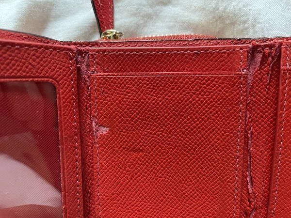 COACH コーチ　ラウンドジップ　赤　レザー　外は美品　内側確認　定番　高級タイプ_画像3