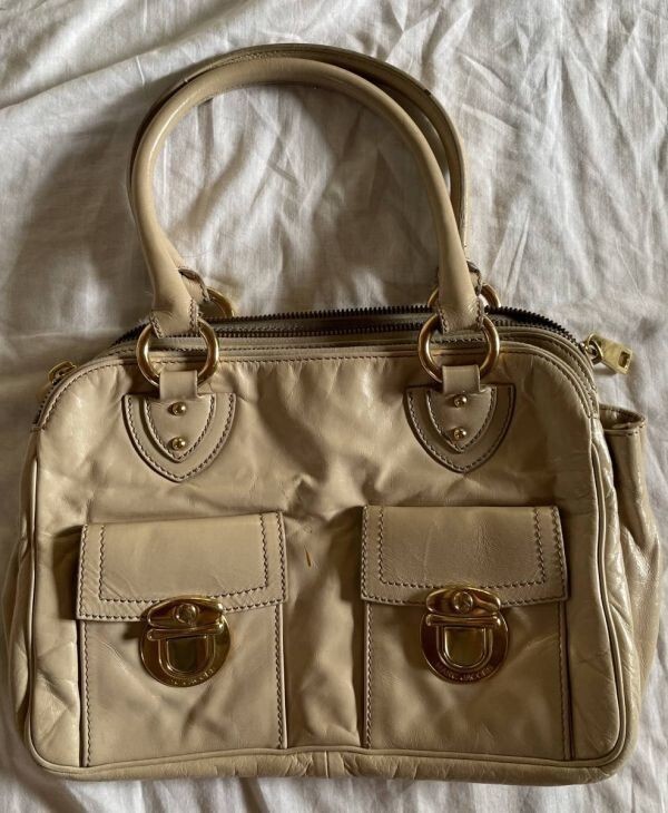 MARC JACOBS マークジェイコブス レザー　ハンドバッグ　ベージュ　中古品　定番　シンプル_画像1