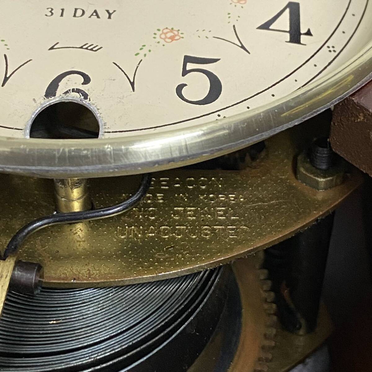 UU156 壁掛け時計 昭和レトロ アナログ時計 ゼンマイ式 振り子 当時物 CAR 振り子時計の画像4
