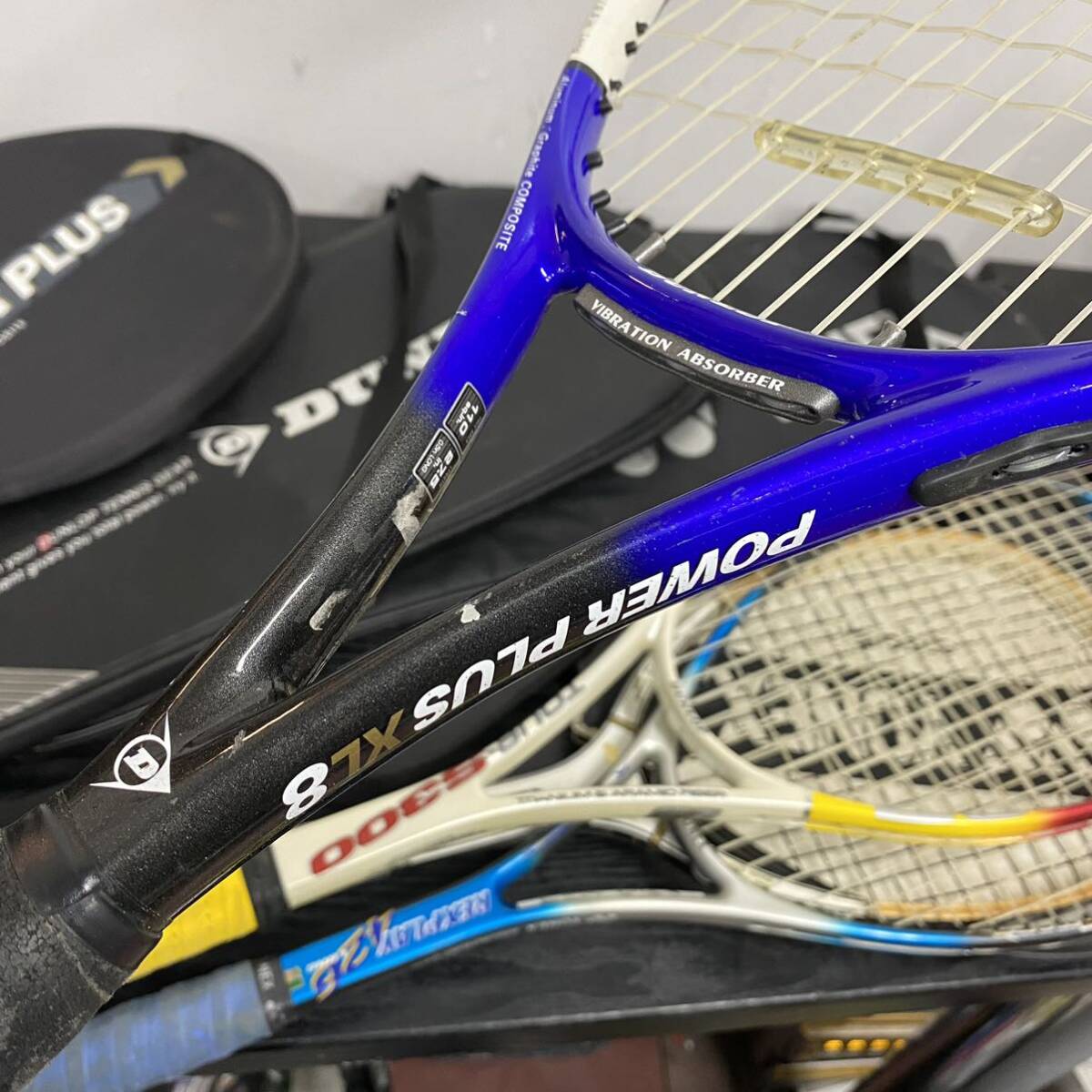 UU160 Z テニスラケットまとめ 4点 YONEX CARBONEX REXPLAY DUNLOP TOUR-S300 軟式用 POWER PLUS 硬式用 スポーツ 現状品 ☆☆_画像10