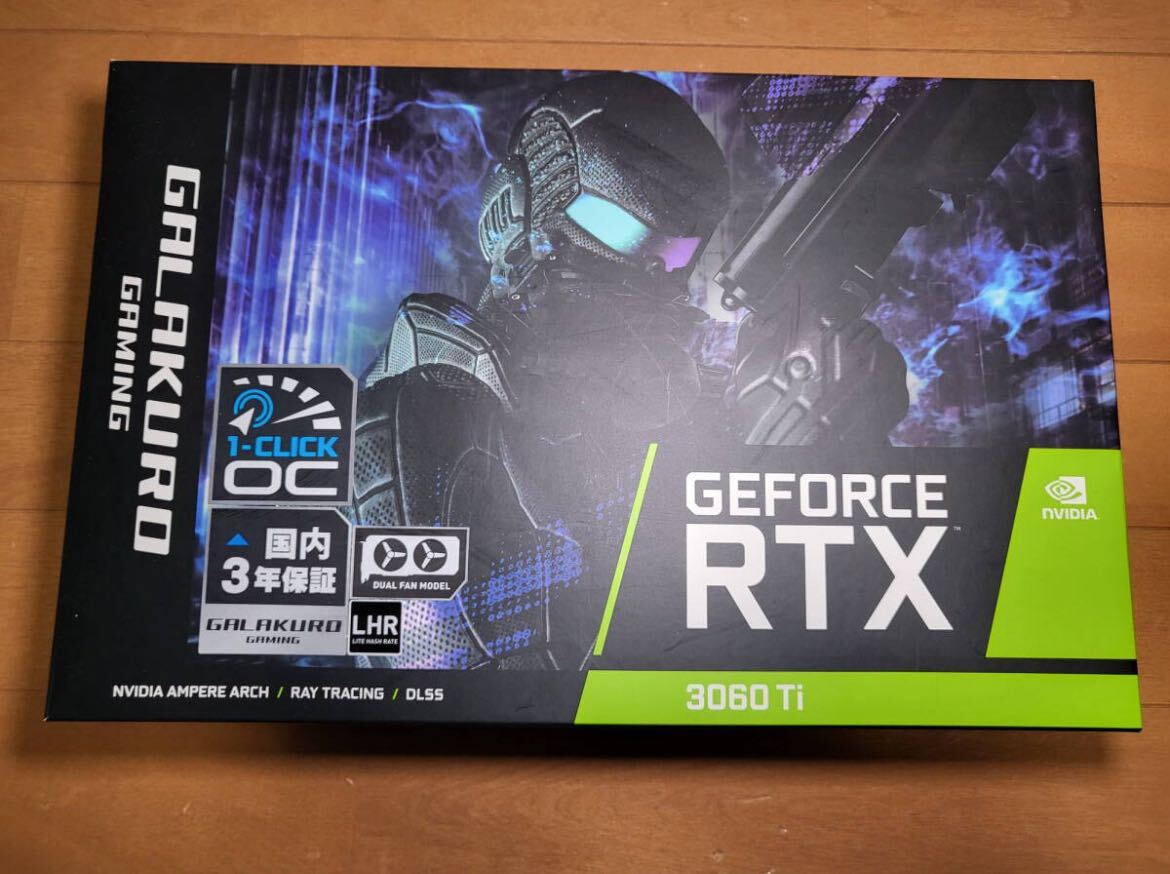 【中古美品】玄人志向 Galakuro GeForce GG-RTX3060Ti-E8GB/DF ブラック_画像1