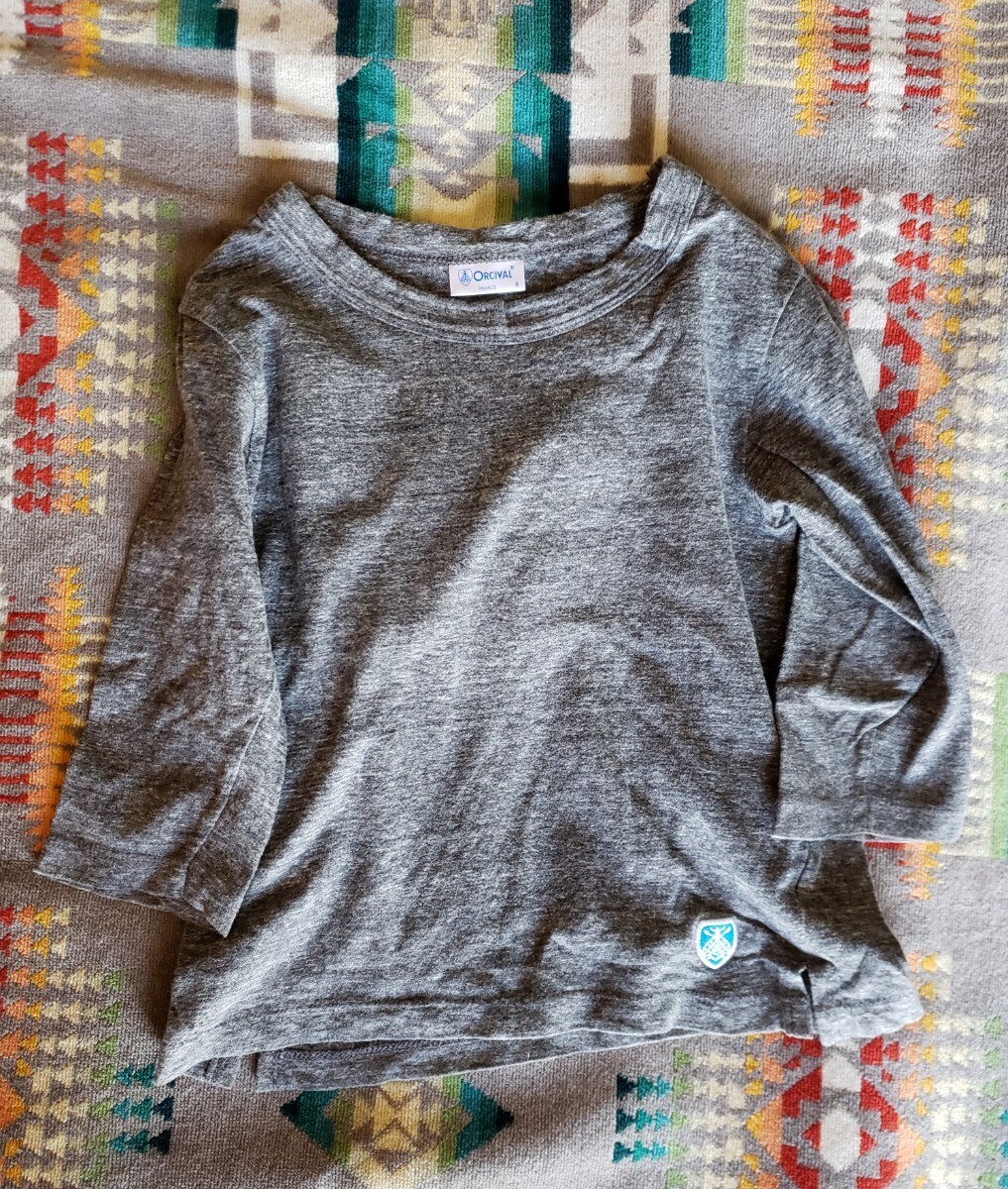 【キッズ】〈良品〉ORCIVAL　ロングTシャツ(七分袖)　color 杢グレー_画像1