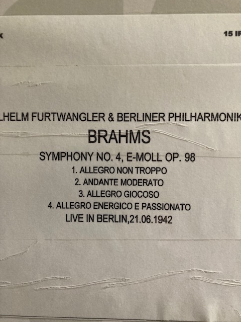 フルトヴェングラー＆BPO／ブラームス：交響曲第4番（1942）（2トラック、38センチ、オープンリール・テープ）の画像2