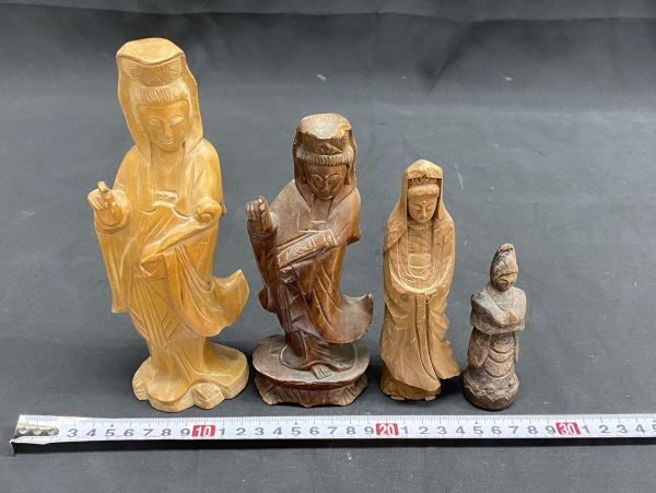 ttt19 木製 仏像 立像 4点おまとめ 中国美術 仏教 置物 オブジェ 木彫り 開運 観音様_画像8