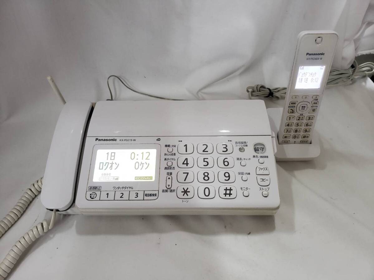 B397 Panasonic おたっくす 電話機 親機 KX- PD215 子機 KX-FKD404 デジタルコードレス FAX 初期化済み 中古 動作品 1円スタートの画像1