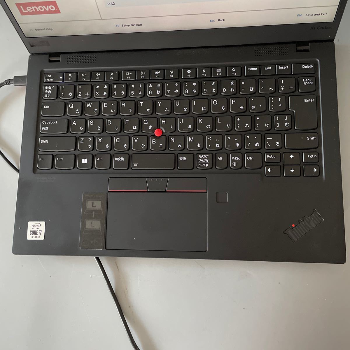 JXJK4073 【ジャンク】Lenovo ThinkPad X1 Carbon /Core i7-10510U 1.80GHz/メモリ:16GB /動作未確認/BIOS確認済/パスワードあり_画像2