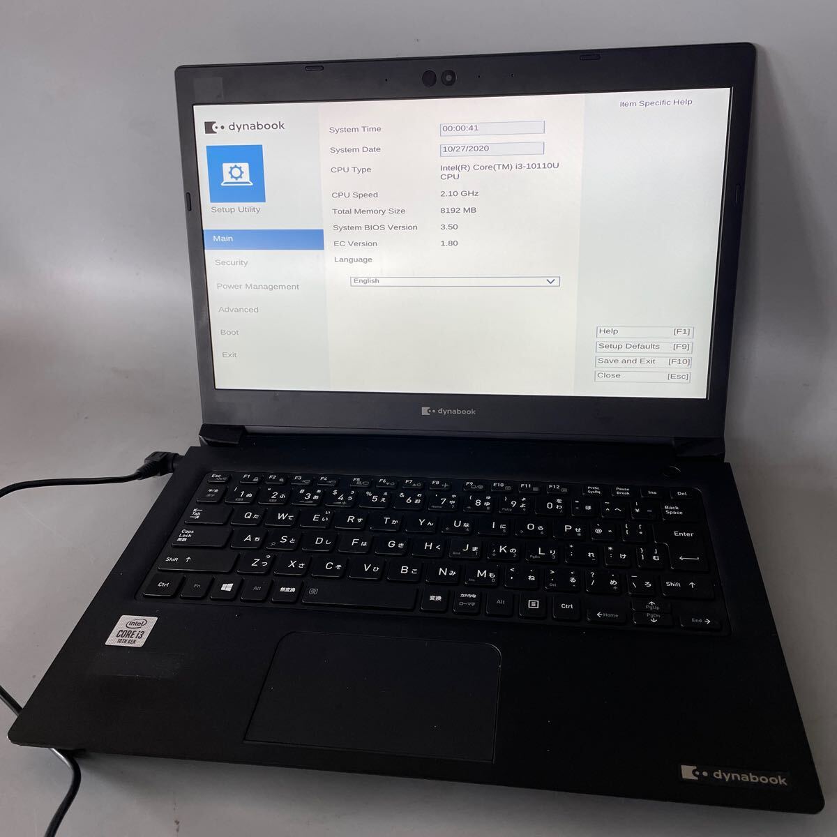 JXJK4077【ジャンク】TOSHIBA dynabook S73/FR /Core i3-10110U 2.1GHz /メモリ 8GB/ 動作未確認/BIOS確認済/キーボード不良