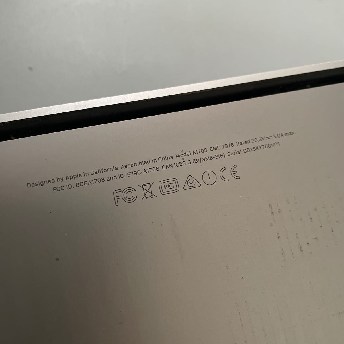 JXJK4130【ジャンク】Apple MacBook Pro (13インチ, 2016, Thunderbolt 3ポートx 2) A1708 EMC2978 /core i5 2.00GHz/メモリ:8GB /動作品_画像6