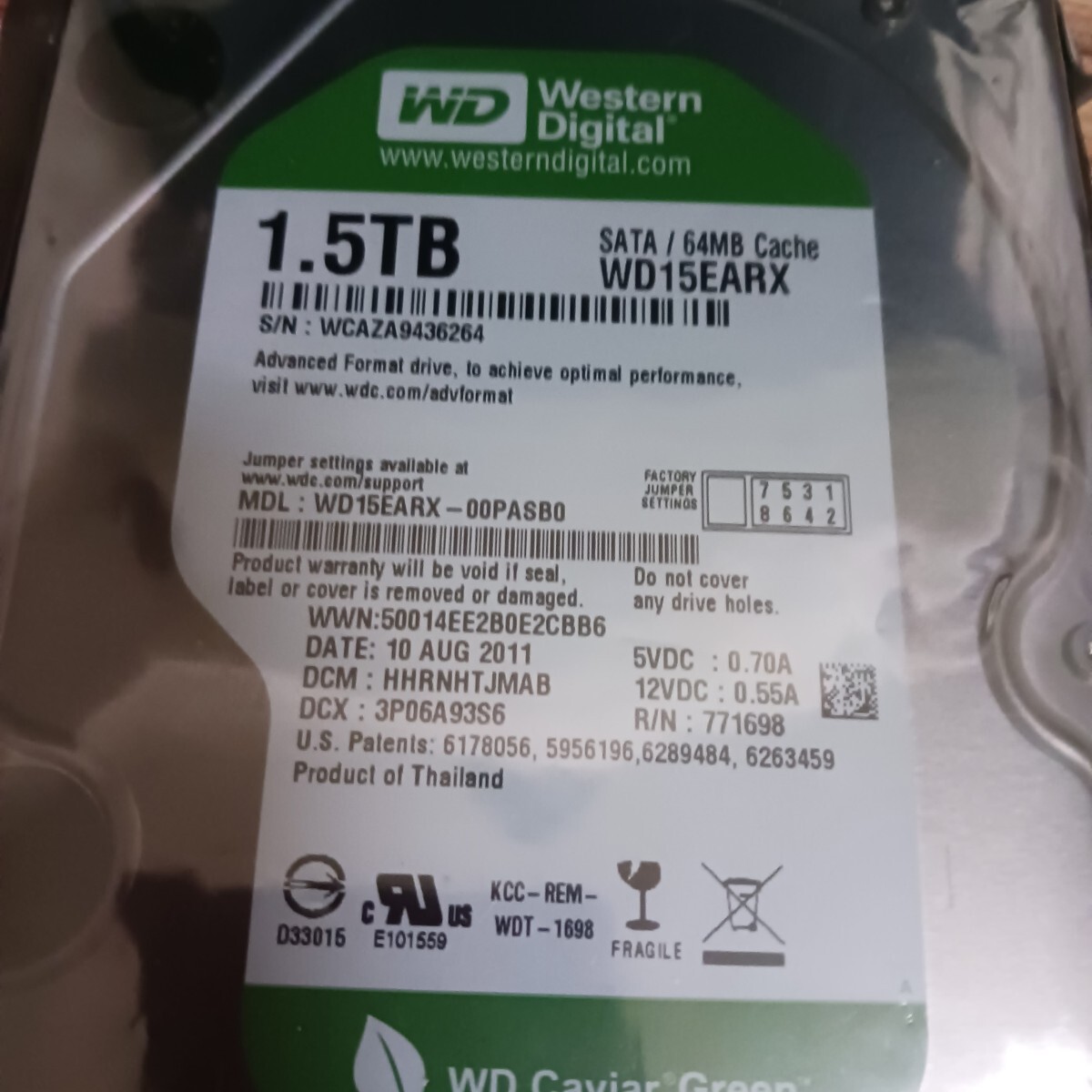 WESTERN DIGITAL WD15EARX 1.5TB SATA/64MB CACHE の画像2