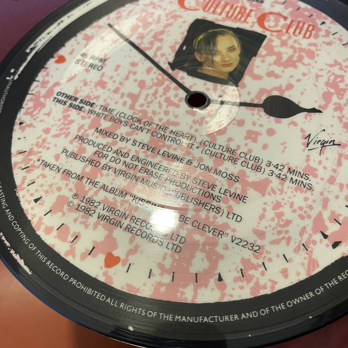 美盤！Culture Club - Time (Clock Of The Heart) / White Boys Can't Control It ピクチャー盤 UK盤 EP VSY 558 Picture Disc_画像5