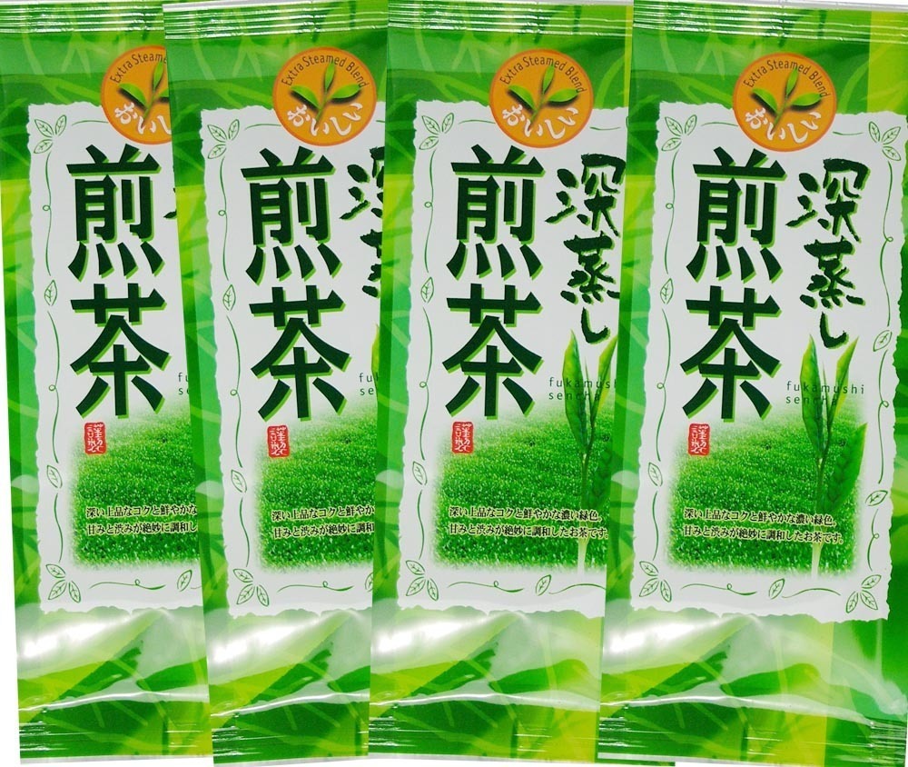 鹿児島県産 深蒸し茶 煎茶100g　4袋セット/送料無料 新品 日本茶 緑茶 宇治茶 お茶 葉 業務用 お徳用 お得用 お茶葉 国産 ギフト