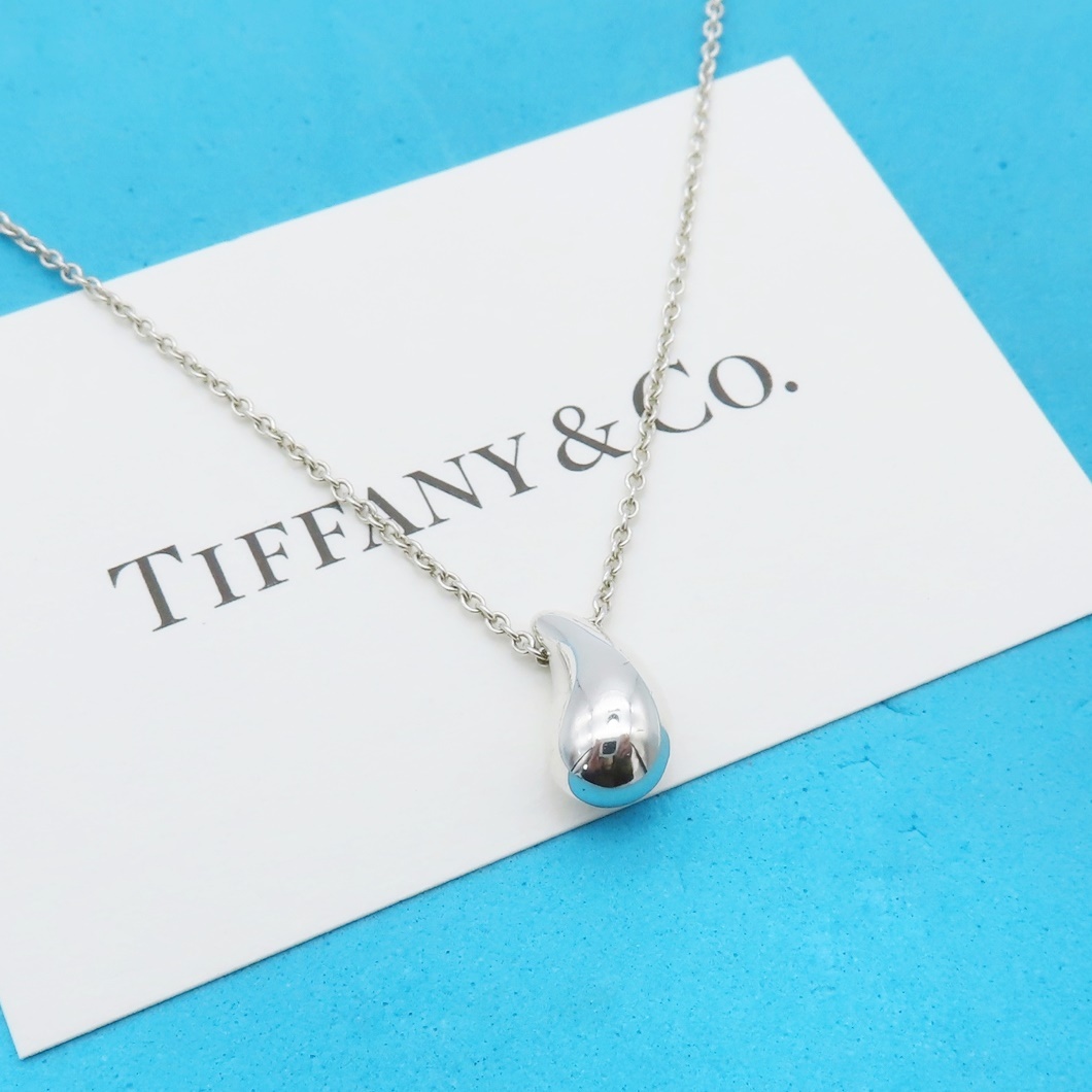 【送料無料】 美品 Tiffany&Co. ティファニー ミディアム ティアドロップ シルバー ネックレス SV925 MS24