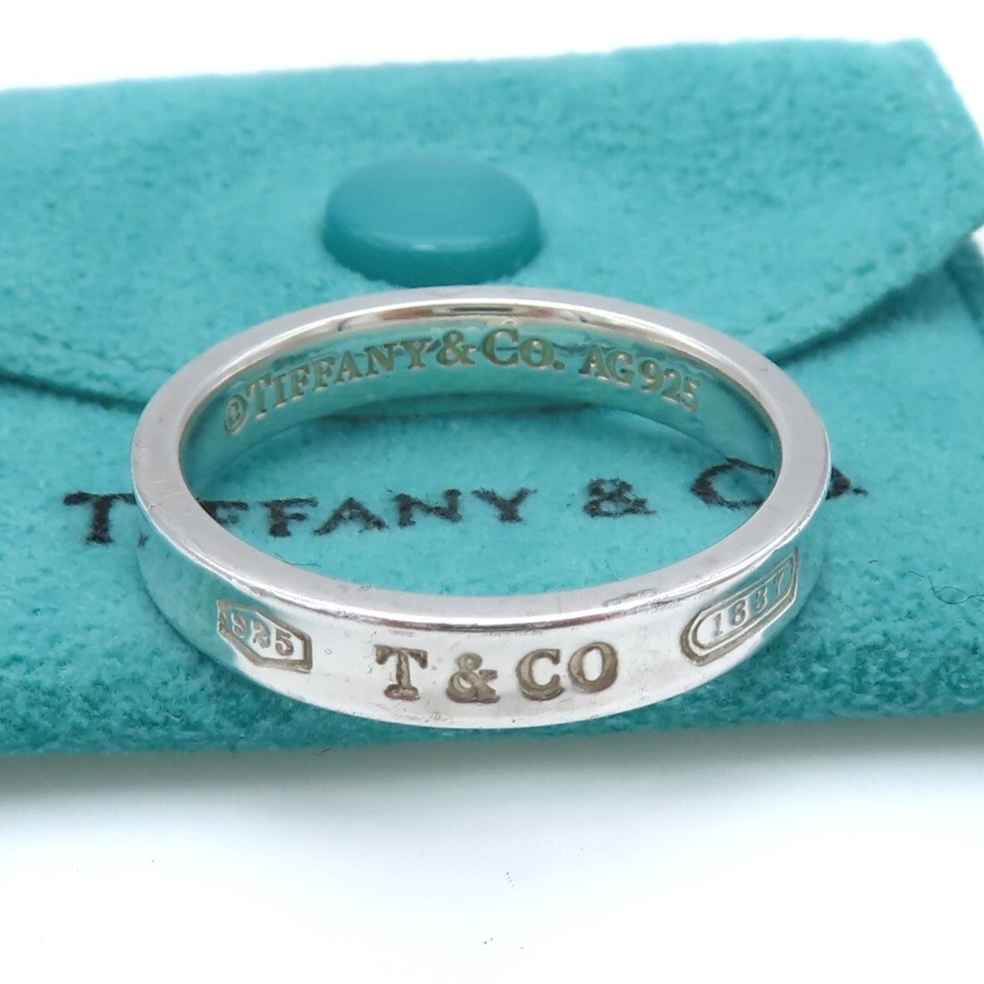 【送料無料】 美品 Tiffany&Co. ティファニー ナロー リング 20号 指輪 AG925 SV 1837 メンズ HE40