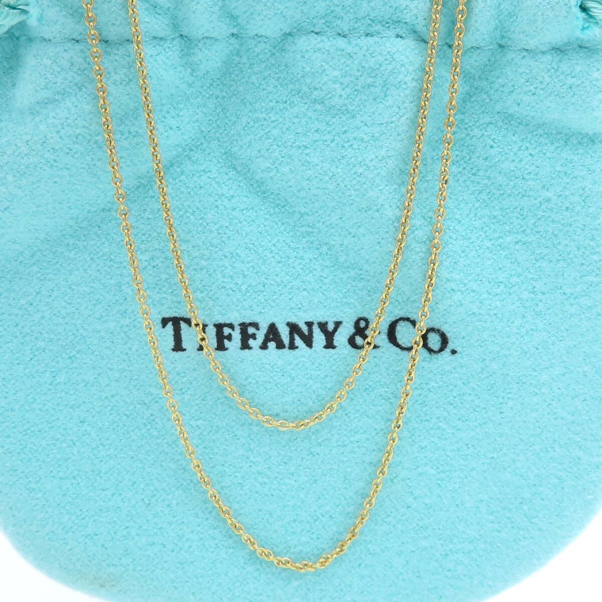【送料無料】 未使用 Tiffany&Co. ティファニー イエロー ゴールド ロング ネックレス チェーン 60cm 750 K18 HE28