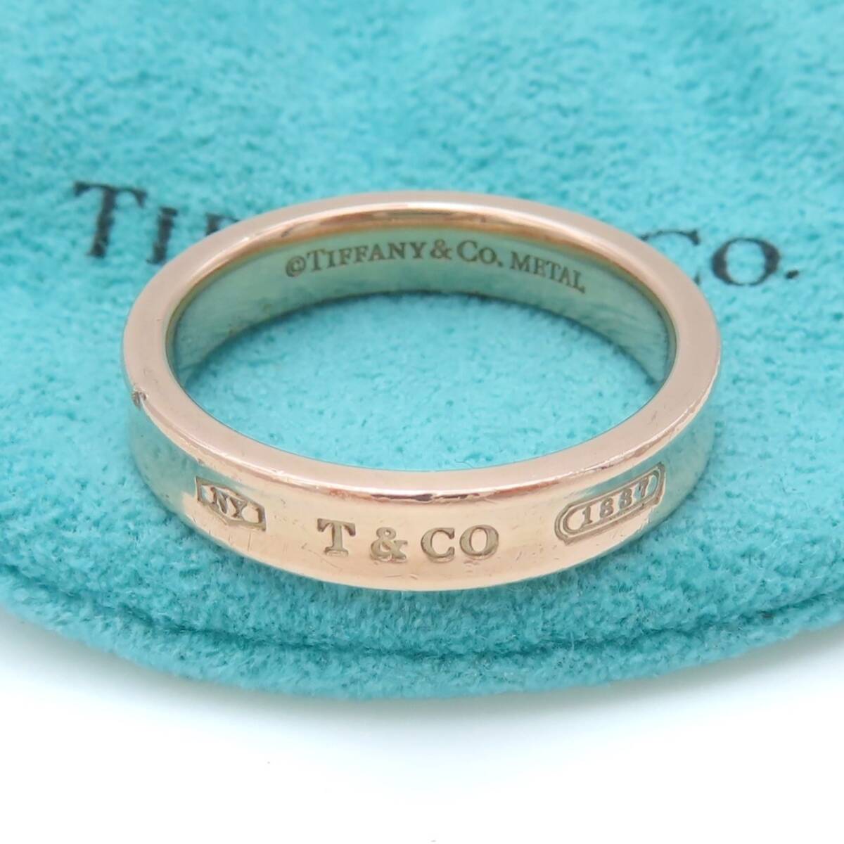 【送料無料】 極希少 Tiffany&Co. ティファニー ピンク ゴールド メタル ナロー リング 15号 指輪 METAL 1837 メンズ レディース HE33