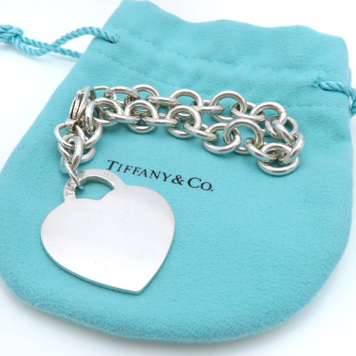 【送料無料】 極希少 美品 Tiffany&Co. ティファニー ラージ リターントゥ ハート タグ シルバー ブレスレット SV925 ビッグ HE52_画像3