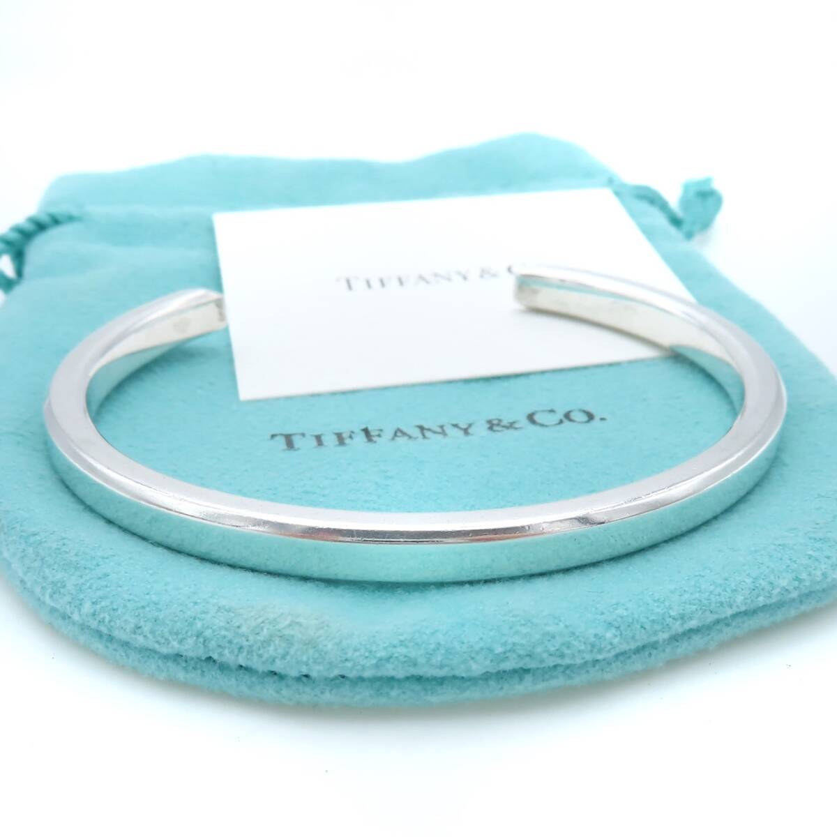 【送料無料】 希少 Tiffany&Co. ティファニー メイカーズ シルバー カフ バングル Ag925 SV ブレスレット T&CO メンズ シンプル HE56