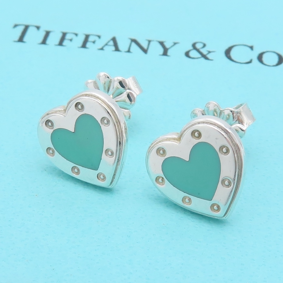 【送料無料】 極希少 美品 Tiffany&Co. ティファニー リターントゥ ブルー ハート シルバー ピアス Ag925 SV HE58