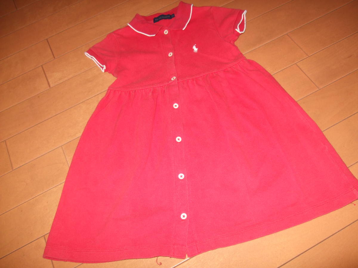  excellent prompt decision * Ralph Lauren girl Polo Ralph Lauren polo-shirt type One-piece *90 red 