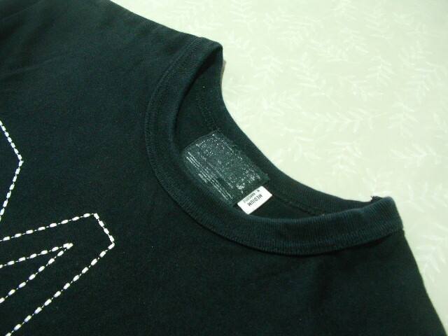 ssy8387 NARCOTIC 半袖 Tシャツ ブラック ■ 刺繍 ■ ステッチ クルーネック コットン100 Mサイズ カジュアル_画像6