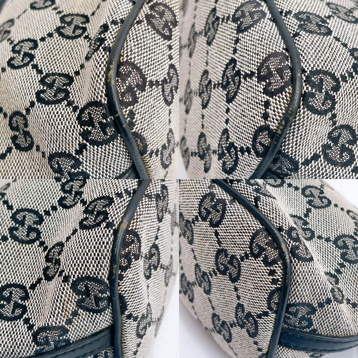 3SB33 GUCCI グッチ ミニハンドバック アクセサリーポーチ レディース ブラック 黒 GGキャンバス ブランド中古現状品*シミ.劣化有り_画像5