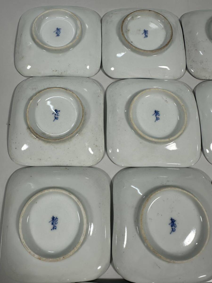 時代物 絵皿 陶器 和食器 正方皿 19枚セット 骨董_画像3