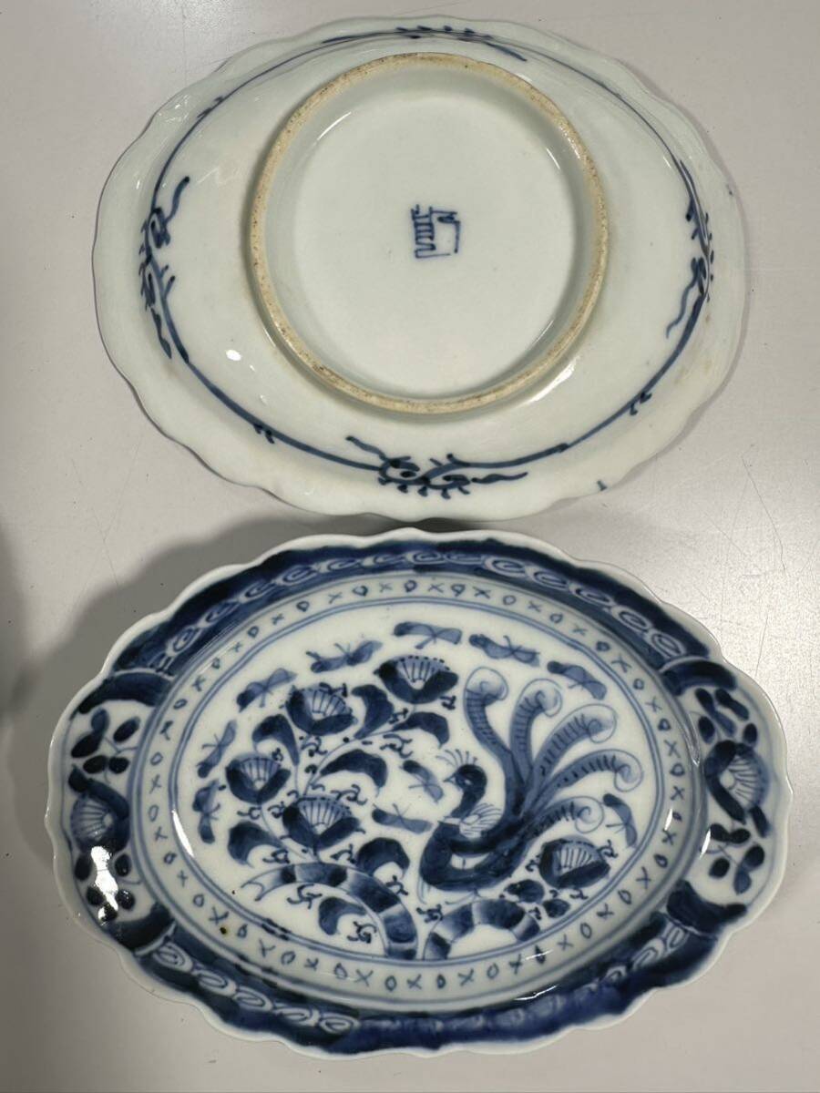  old Imari blue and white ceramics flower writing small plate antique antique period thing Japanese-style tableware 19 customer set sale 