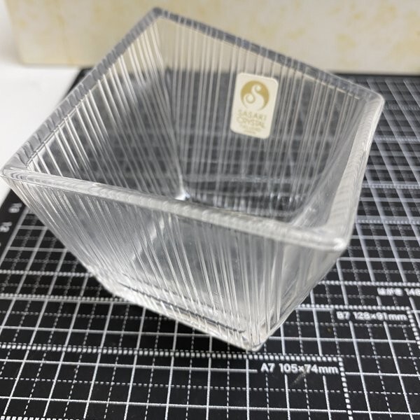 G0608　ササキクリスタルガラス SASAKI CRYSTAL LK251-603 小付5個セット ガラス食器 皿 スクエア小鉢 小皿 取り皿 嵯峨_画像7