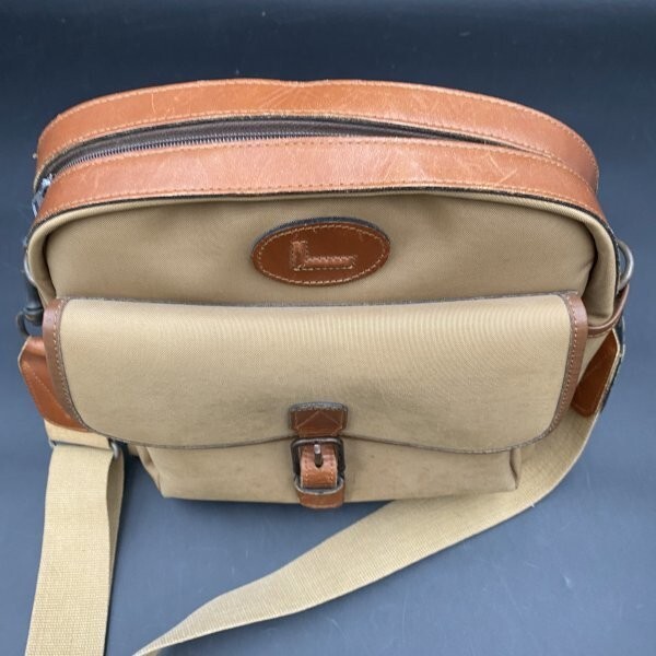 G0209L75 LANCEL Lancel France made shoulder bag beige men's lady's leather × canvas man and woman use Brown 