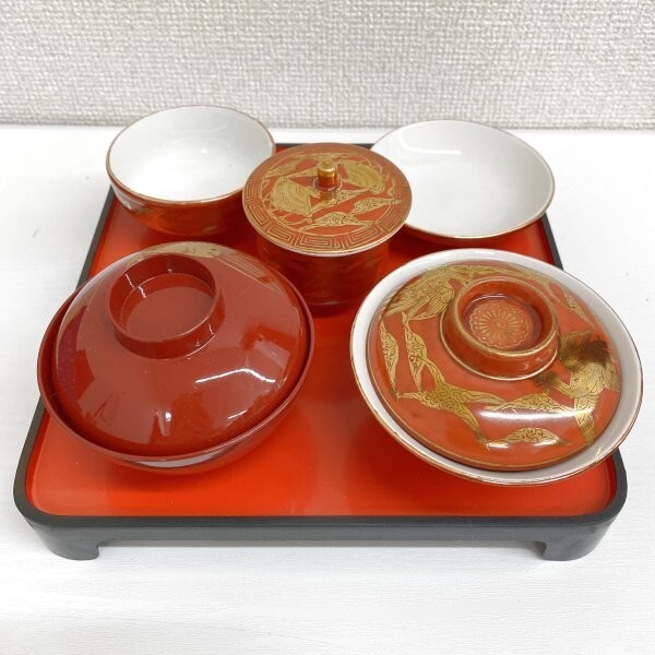 G0725 Kutani Eiraku water comfort .. the first weaning ceremony Okuizome set paint pcs attaching used 