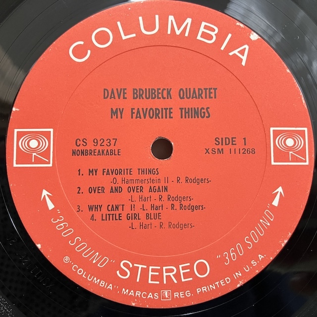 ●即決LP Dave Brubeck / My Favorite Things Cs9237 j40251 米オリジナル、白矢2eye/Stereo デイヴ・ブルーベック_画像3