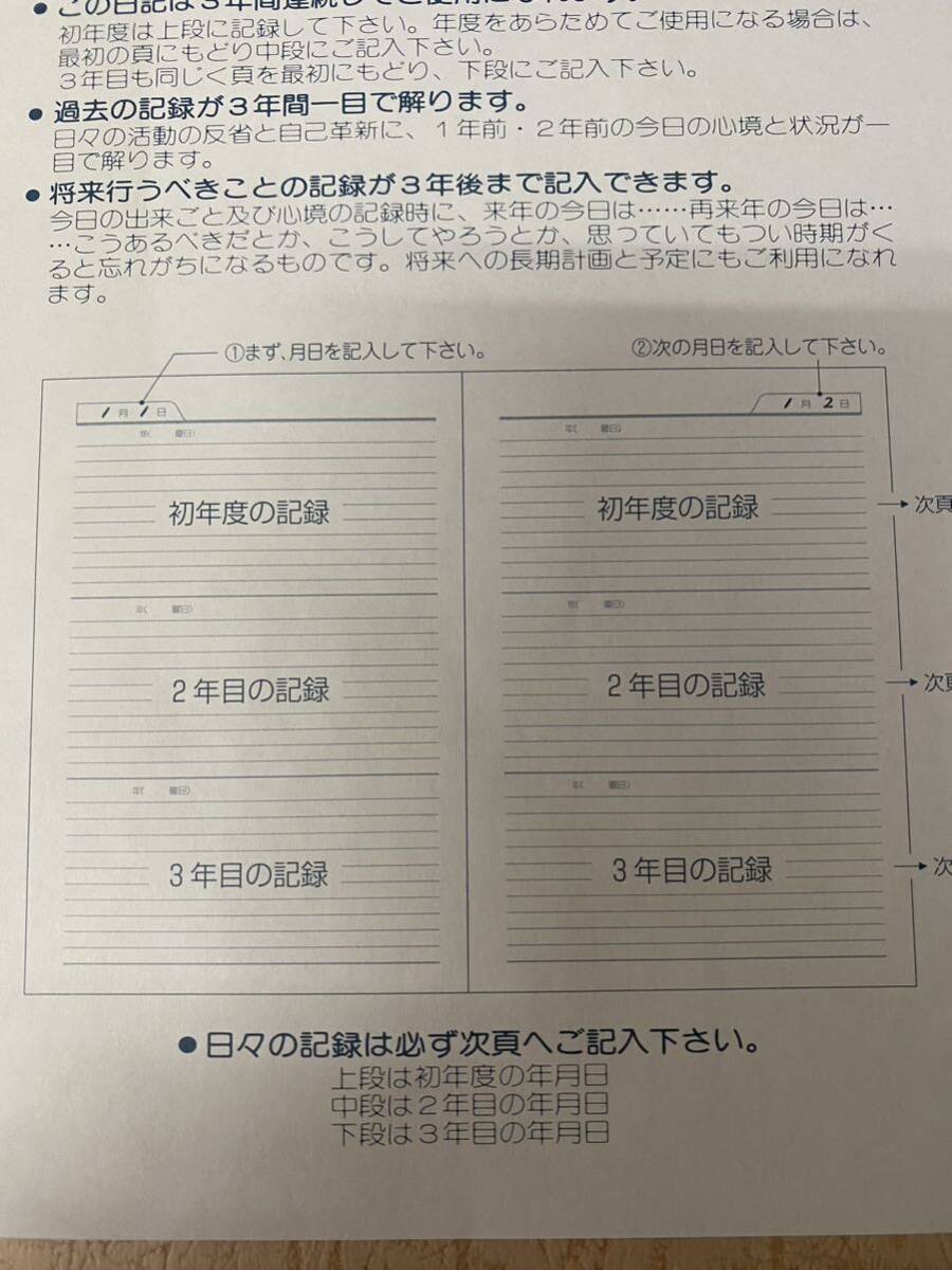 未使用 最高級合成皮革表紙の日記帳　昭和時代 アンティーク 逸品　稀少品 　ナカバヤシ　三年日記　時代物　本革鍵付きケース付_画像6