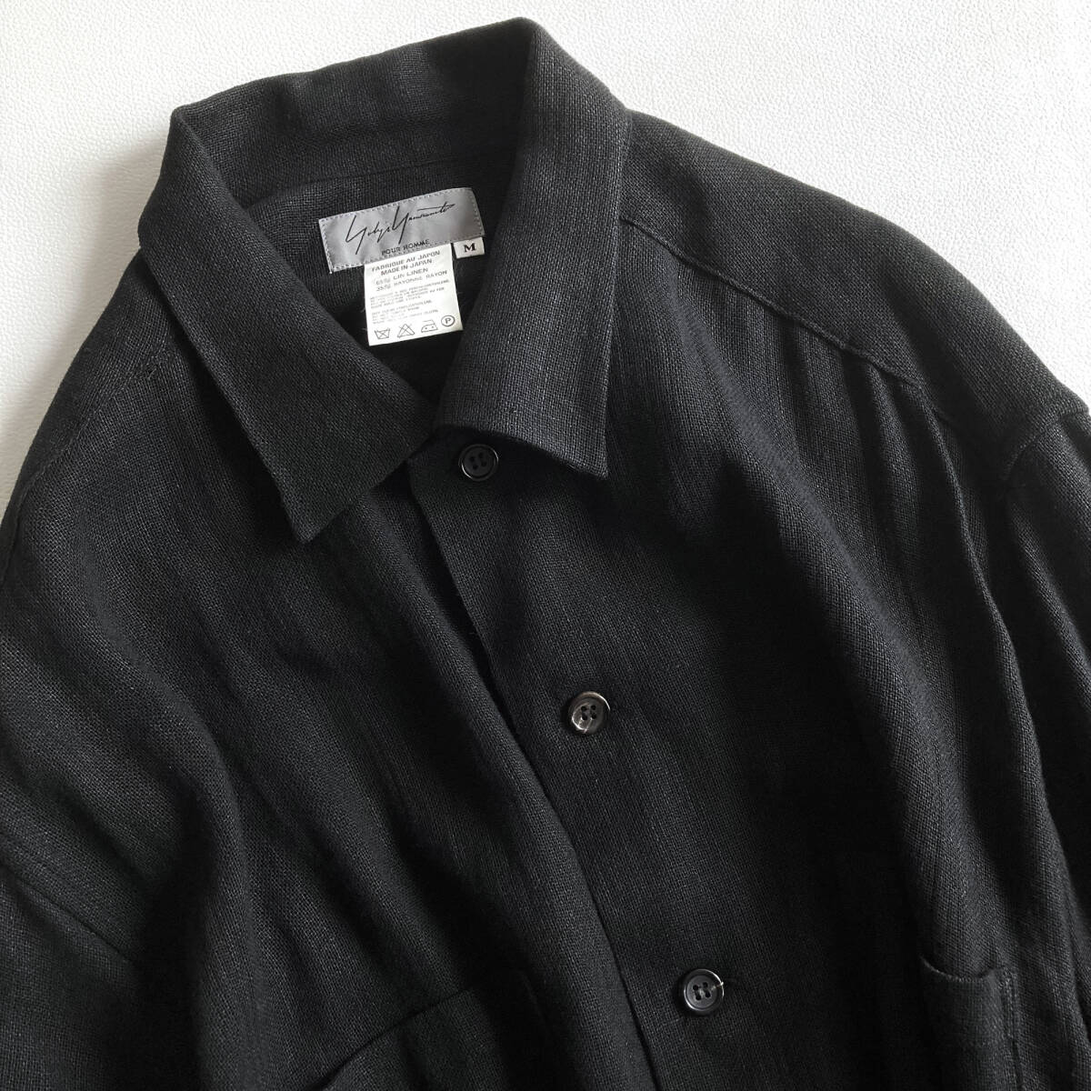 【美品】Yohji Yamamoto POUR HOMME 98ss ロングシャツ リネン レーヨン メンズ ブラック ヨウジヤマモト ヴィンテージ_画像7