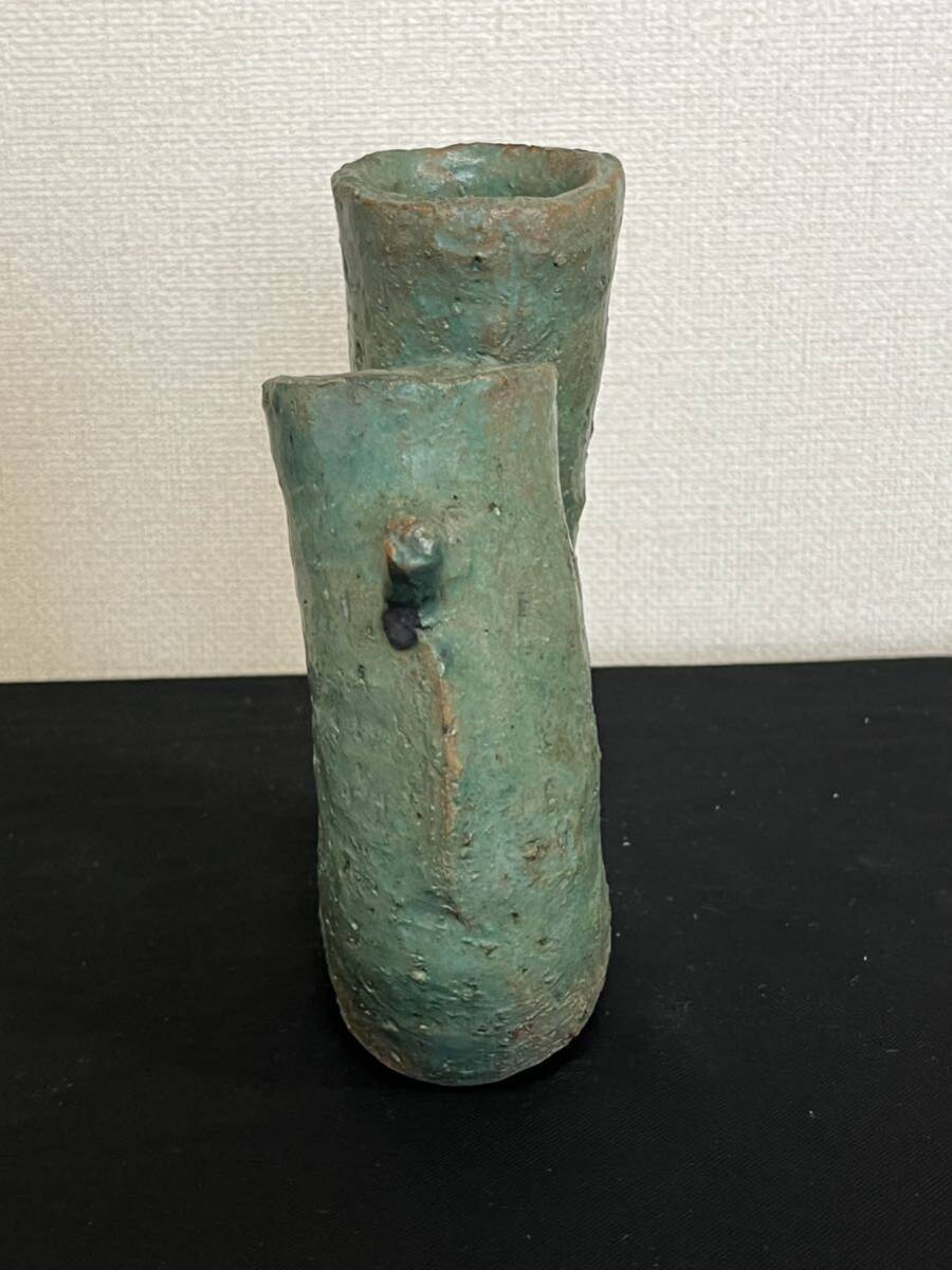 変形 陶器製 花器 管理A2192 フラワーベース 花瓶 華道 華展 花展 いけばな 生け花の画像4