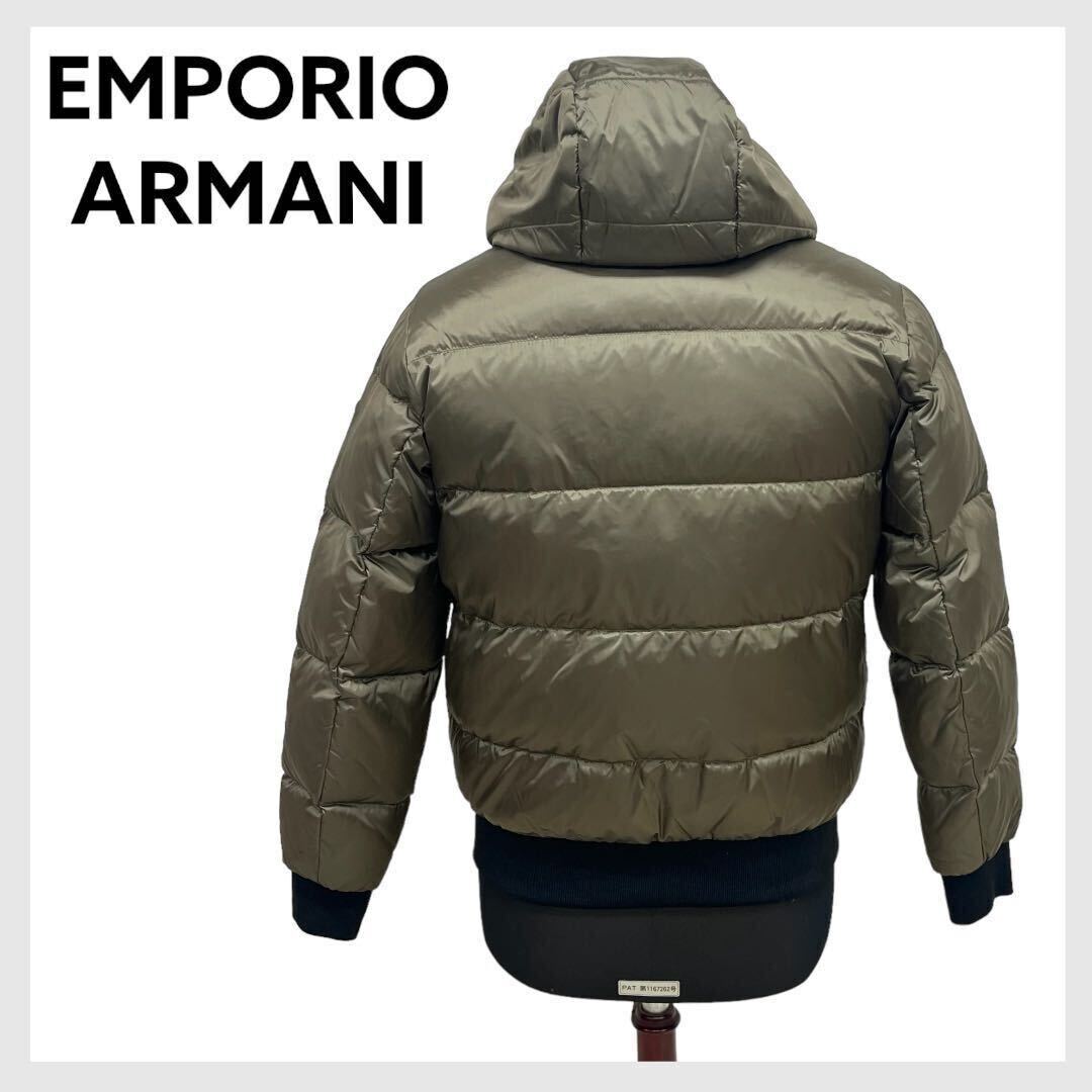 EMPORIO ARMANI エンポリオ アルマーニ 袖ワッペン ナイロン フード付き ダウンジャケット 6G4B84 4NGYZ