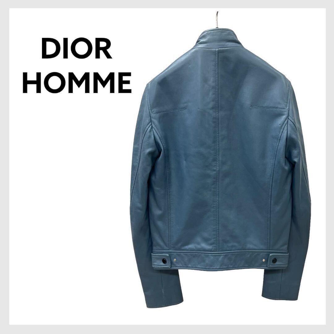 DIOR HOMME ディオールオム 14SS 羊革 ラムレザー スタンドカラー シングルライダースジャケット メンズ 463L499A0182