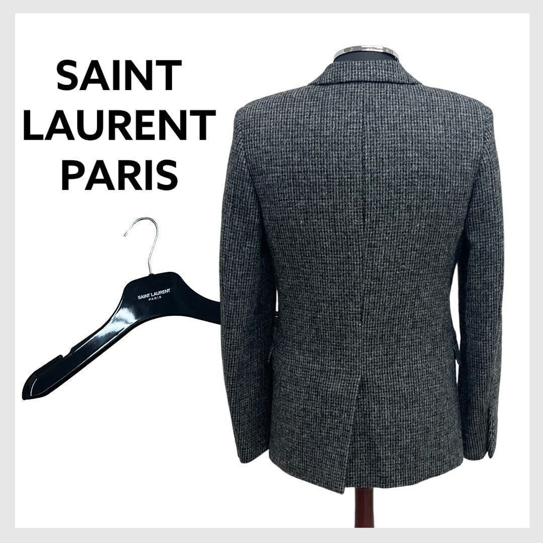  вешалка имеется SAINT LAURENT PARIS солнечный rolan Париж шерсть твид tailored jacket мужской 326684 Y942F