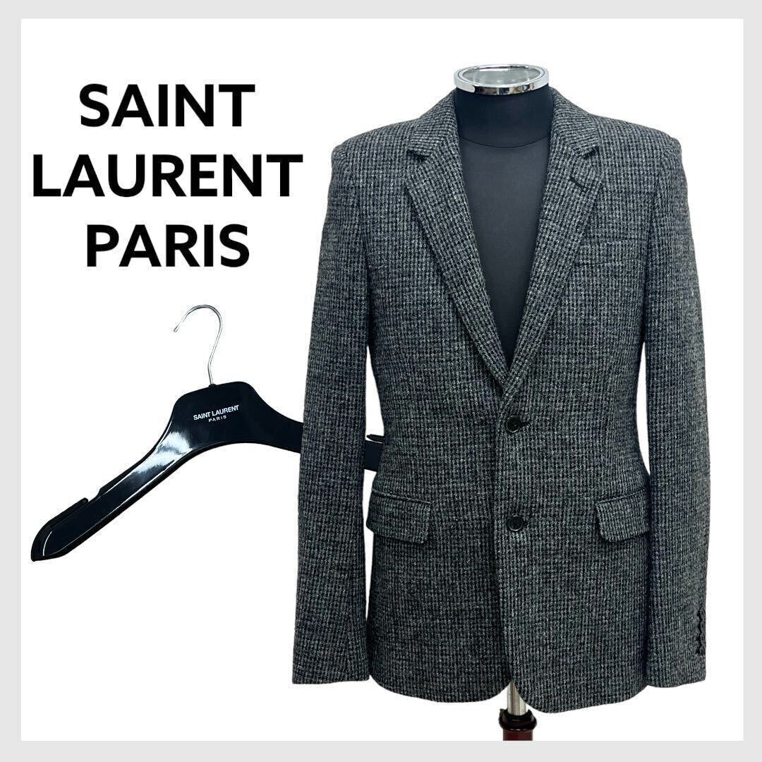  вешалка имеется SAINT LAURENT PARIS солнечный rolan Париж шерсть твид tailored jacket мужской 326684 Y942F