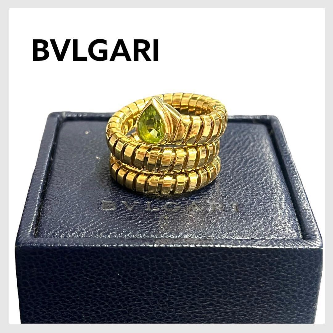 箱付き BVLGARI ブルガリ トゥボガス サーペント ペリドット スネーク リング 750 K18YG