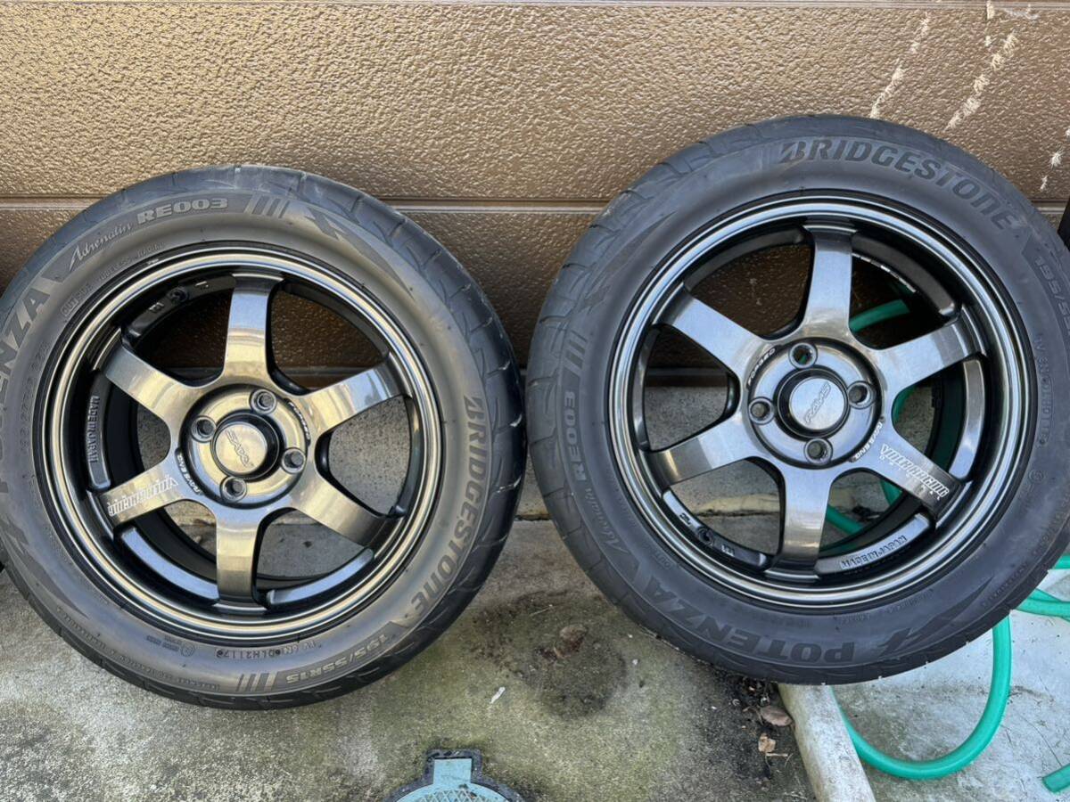 レイズ ボルクレーシング ＴＥ３７ ＳＯＮＩＣ ５．５Ｊ-１５ ４Ｈ １＋４５ ＭＭカラー ４本セット 195/55R15 ポテンザRE003 2018の画像3