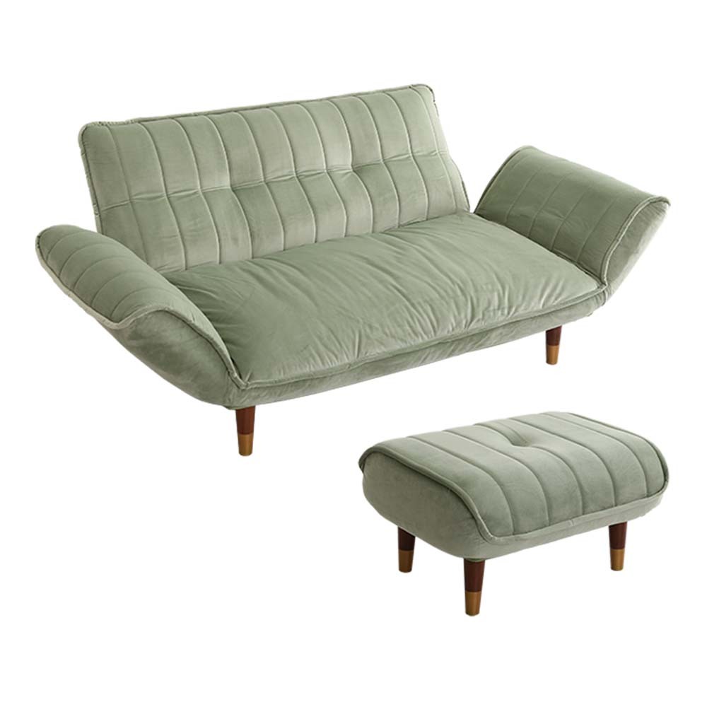  adult lovely interior velour couch sofa 2 seater .+ ottoman set [Chammy - tea mi--]SH-07-OKBA2P-S-GEBR green & Brown 